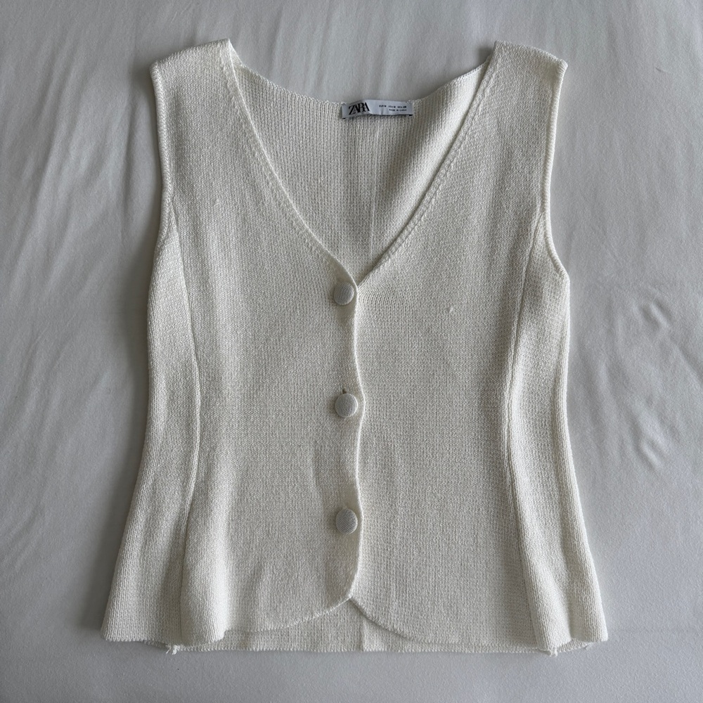 Zara Cream Textured Knit Top